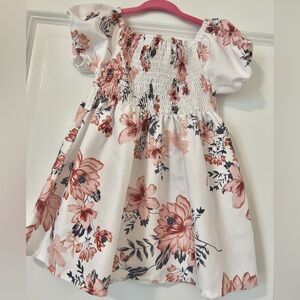 Floral Kids Dress in Pink and White
